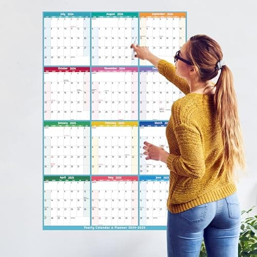 2024-2025 Dry Erase Calendar – Large Yearly Wall calendar, 38.2'' x 25.2'', 2-Side Reversible, Vertical/Horizontal, Jul 2024 – Jun 2025, Stickers 7