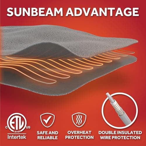 Sunbeam Royal Mink Sherpa Admiral Blue Heated Personal Throw / Blanket, Cozy-Warm, Adjustable Heat Settings 6