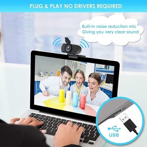 XPCAM Full HD 1080P Webcam with Privacy Shutter and Tripod, Pro Streaming Web Camera with Microphone, Widescreen USB Computer Camera for Laptop Desktop Mac 6