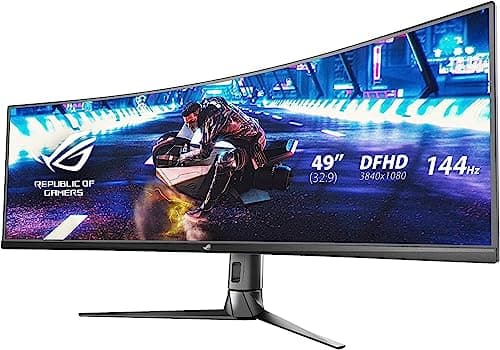 ASUS ROG Strix XG49VQ 49” Curved Gaming FreeSync Monitor 144Hz Dual Full HD HDR Eye Care with DP HDMI (Renewed)