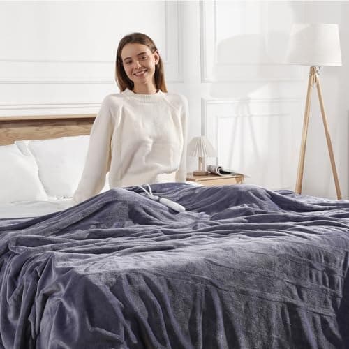 Molatink King Size Heated Blanket Electric Blanket 100''X90'' - Purple Heating Blanket Flannel Double Controllers Heated Blanket with 5 Heat Settings & 10 Hours Auto-Off for Grandma Gifts(Lavender)