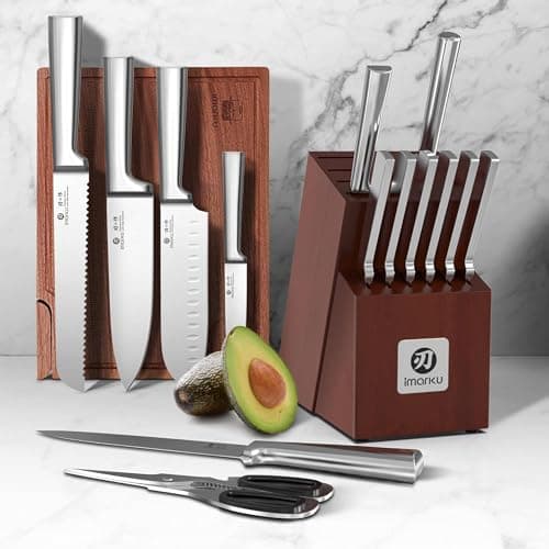 imarku Knife Set - Kitchen Knife Set 15 Pieces Japanese Stainless Steel Knife Block Set with Sharpener - Dishwasher Safe Kitchen's Knives - Ultra Sharp Chef Knife Set for Kitchen 8