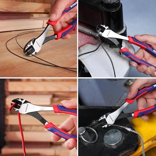 WORKPRO 8 Inch High Leverage Diagonal Pliers, Wire Cutters Heavy Duty in CRV Steel, Diagonal Cutters for Cutting Wires 6