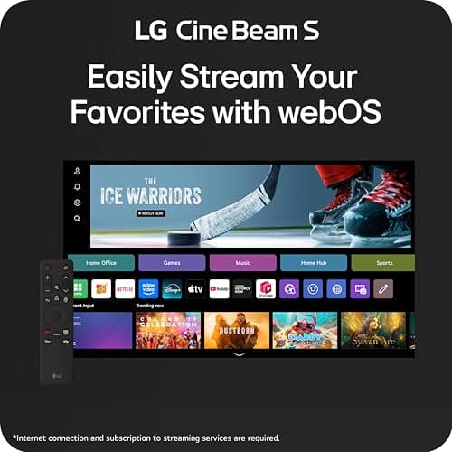 LG CineBeam S PU615U 4K UHD Ultra Short Throw Smart Projector, Auto Screen Adjustment, up to 100” Projection, up to DCI-P3 154%, 450,000:1 Contrast, Speakers with Dolby Atmos, HDR10, HDMI, USB, HID 10