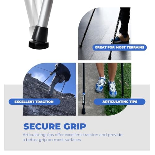 in-Motion Forearm Crutches | Spring Assist Crutches for Adults | Walking Crutch with Ergonomic Handle | Articulating Tips | Size Short (4'2" - 5'5") | Lightweight & Durable | Charcoal | 350lb Capacity 9