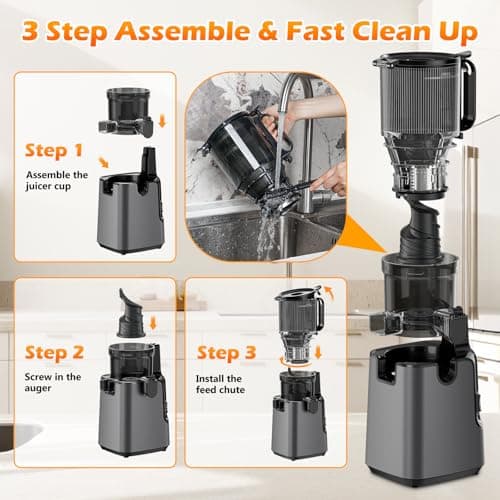 Juicer Machines with 5.8" Large Feed Chute, Cold Press Juicer for Whole Vegetables and Fruits 400W, Slow Masticating juicer Easy to Clean Juice Extractor Machine High Juice Yield 7