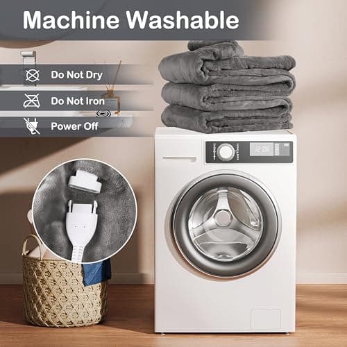 Eydna Electric Heated Blanket Full Size 72"x84",Fast Heating Throw, Soft Plush Microplush for Bed & Couch, 10 Hours Auto Off & 5 Heating Levels, Machine Washable, Gifts for Grandma & Family-Light Gray 5