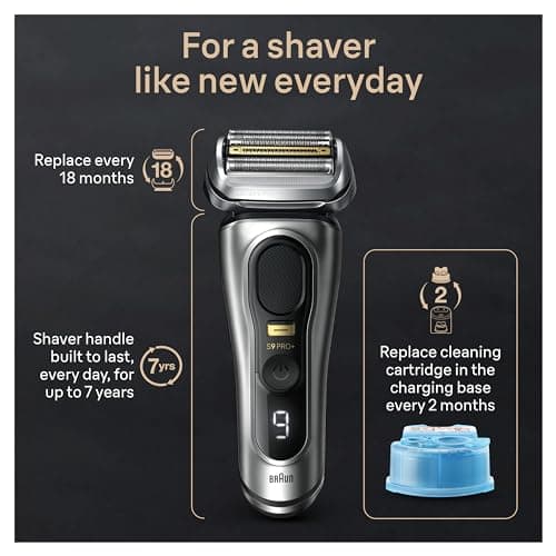 Braun Series 9 PRO+ Electric Shaver, Shaving Kit with 5 Pro Shave Elements and ProComfort Head, SmartCare Center 7