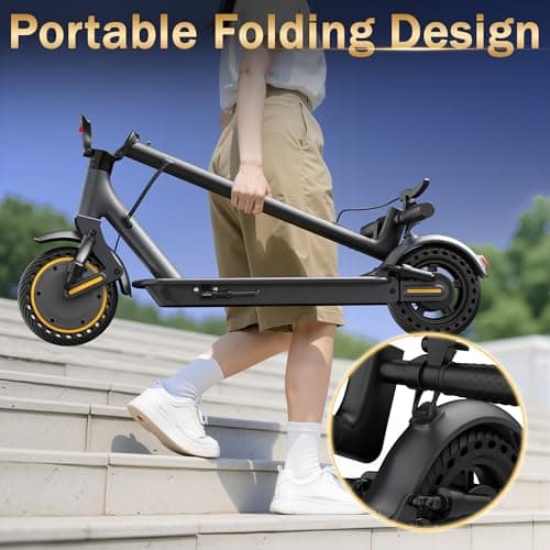 WERHY 10 Inches Electric Scooter, 500W Powerful Motor & 22 MPH Top Speed, 22-28Miles Long Range, Folding E Scooter with Dual Braking for Adults 6