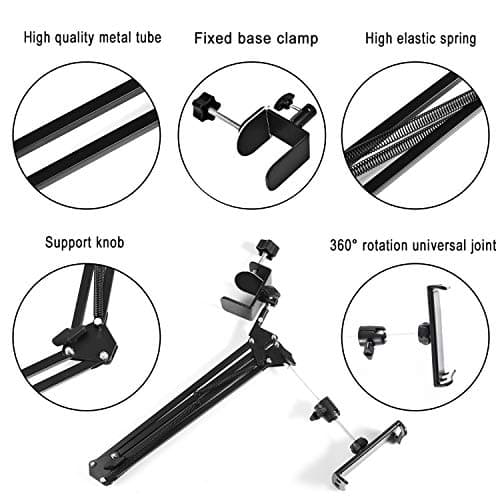 SAMHOUSING Tablet Stand for Bed,360 Degree Rotating Bed Tablet Mount Holder Stand with Aluminum Arm for iPad,iPhoneXS,N-Switch, Amazon Kindle Fire,or Other 4.7~12.9 inch-Screen Devices 9