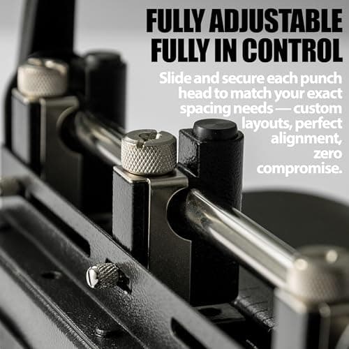 Officemate Adjustable 3-Hole Punch, Medium Duty, 32-Sheet Capacity, Adjustable Paper Guide, Ergonomic Handles & Easy Clean Chip Tray, Black (90078) 7