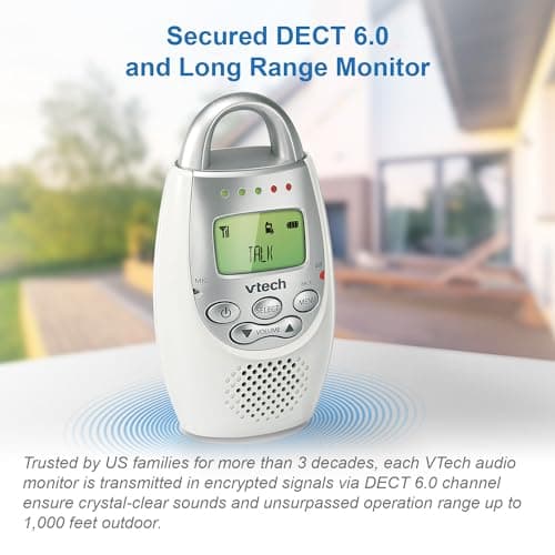 VTech Communications DM221 Audio Baby Monitor with up to 1,000 ft of Range, Vibrating Sound-Alert, Talk Back Intercom & Night Light Loop, White/Silver 5