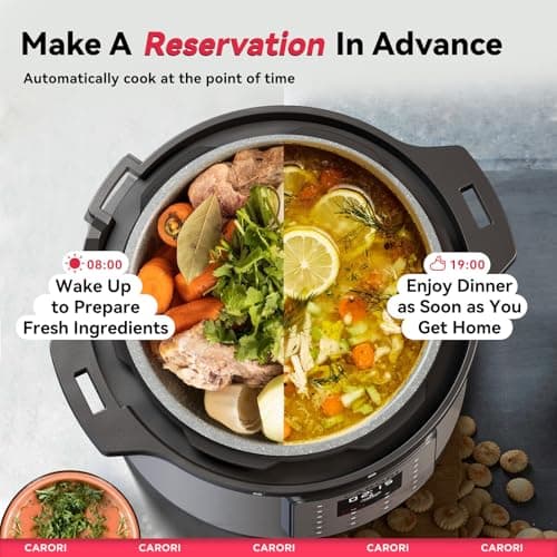 CARORI 1200W 12-in-1 Electric Pressure Cooker 8Qt, Stainless Steel Pressure Cooker, Slow Cook Rice Cooker Steamer Sauté, Yogurt Maker, Warmer & Sterilizer with Recipe, Safer Venting Design, Sliver 7