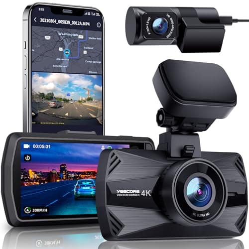 Real 4K Dash Cam Front and Rear, 5.8GHz Wi-Fi GPS, Dual Camera HDR with Top-Level Sensor, 3.3'' IPS Screen, Super Night Vision, G-Sensor, Parking Mode, Dash Camera for Cars with App, Support 512GB Max