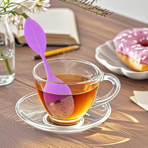 Bekith 7 Pack Silicone Tea Infuser, Cute Loose Leaf Tea Steeper, Fine Mesh Tea Strainer with Drip Tray, Stainless Steel Tea Filter Ball Tea Diffuser Steeper for Cup Mug 7