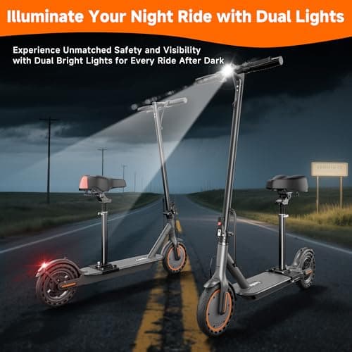 Electric Scooter with Seat, Folding E Scooter for Adults, 350W Motor, 8.5" Solid Tires, 19 MPH, 21 Mile Range, Lightweight Portable Teens Commuter Sit Down Escooter with APP, Dual Brake 8