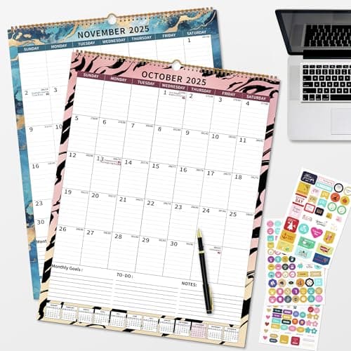 2025 Calendar, Wall Calendar 2025-2026 (17"x22") with Lines, Monthly Calendar from Jan 2025 to Jun 2026, Vertical Large Monthly Family Calendar 2025 for Wall, Calendario 2025 6