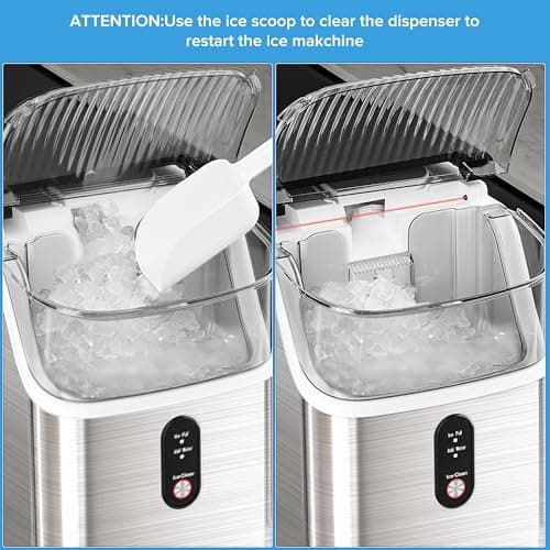 Electactic Countertop Nugget Ice Maker Pro - 34lbs/24H, Self-Cleaning Pellet Ice Machine with Soft Chewable Ice, One-Touch Operation for Home, Kitchen, Office (Silver) 6