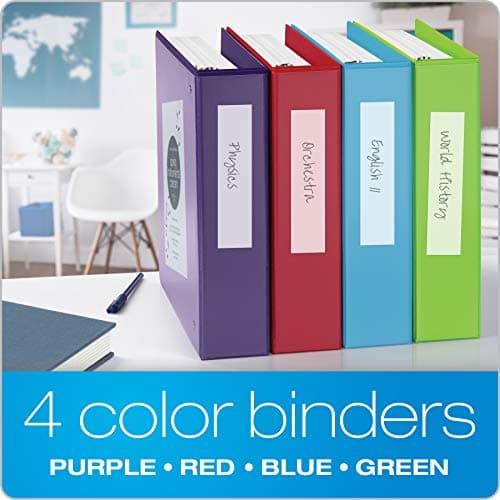 Cardinal 3 Ring Binders, Binders for School and Office, Durable 2 Inch Binder with Round Rings, Holds 475-Sheets, ClearVue Covers, Non-Stick, PVC-Free, Assorted Colors, 4 Pack (29311) 5