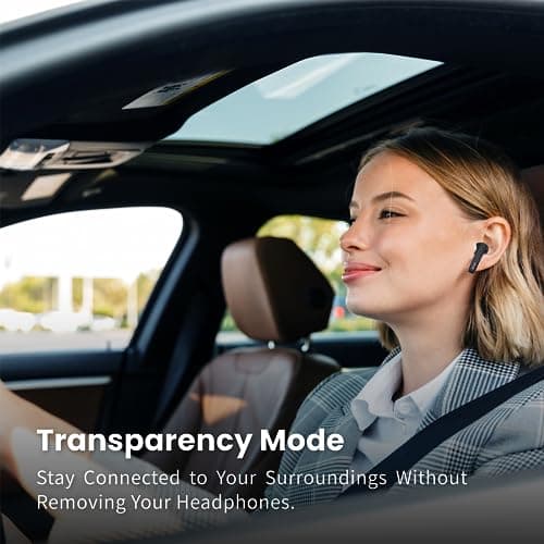 MOOR Wireless Earbuds Bluetooth Headphones, Noise Cancelling Earbuds with Deep Bass, Hybrid ANC, Transparency mode, IPX5 Waterproof in Ear Built in Mic Headphones for Sport, Work (30H Playtime, Black) 5