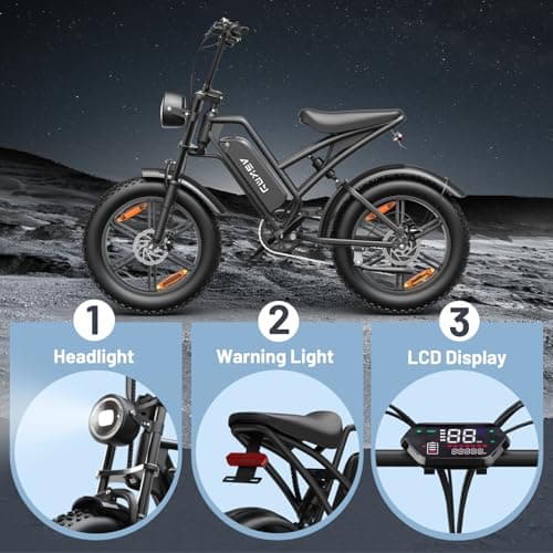 RPINT Electric Mountain Bike with 1500W Peak Motor Ebike, 28MPH and 40-60 Miles PAS Range, Electric Bicycles with 48V 15Ah Removable Battery, 20" Fat Tire Dirt E Bike for All-Terrain 6