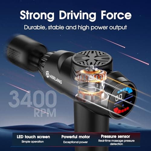 AERLANG Massage Gun with Heat and Cold,Deep Tissue Massage Gun, Back and Neck Massager for Pain Relief,Muscle Percussion Massager,Handheld Messager with 7Heads&Silent Birthday Gifts for him 4