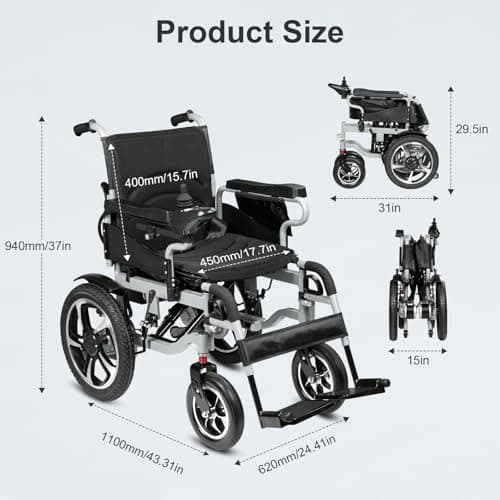 Electric Wheelchairs for Adults, 12+ Miles Range 500W Motor Wheel Chair, Electric Wheel Chairs for Elderly, Rechargeable Compact Motorized Wheelchair, 220 Lbs Capacity 6