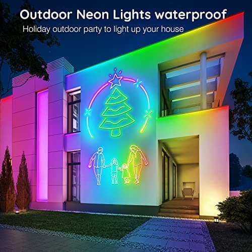 32.8Ft Neon Rope Lights,Flexible Led Rope Lights Control with App/Remote,Multiple Modes RopeLights,IP65 Outdoor RGB Led Neon Lights NonWater Resistant,Music Sync Gaming Led NeonLight Strip 6