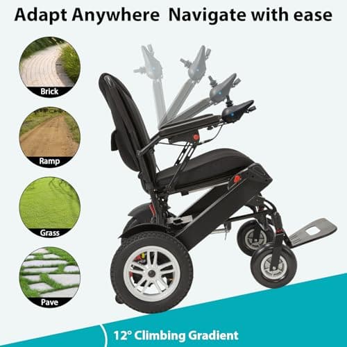 36+ Miles Automatic Folding Electric Wheelchair for Adults and Seniors,36Ah Foldable Motorized Wheelchair with 600W Motors, Lightweight Power Wheelchair for Travel and Daily Use (2025 New 6