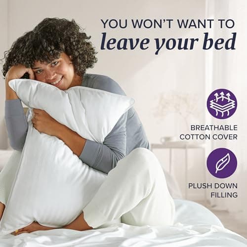 Beckham Hotel Collection Bed Pillows Queen/Standard Size Set of 2 - Down Pillow for Sleeping - Back, Stomach or Side Sleepers 5