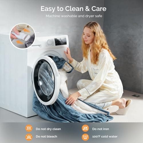 Heated Blanket Electric Blanket King 100"x90" Heating Blanket with Dual Control 10 Heat Levels & 10 Hours Auto-Off Overheat Protection Cozy Soft Flannel King Size Blanket Fast Heating Machine Washable 7