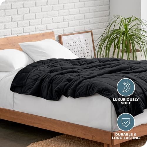 Bare Home Weighted Blanket King Size 25lb (80" x 87") for Adults - Minky Fleece - Premium Heavy Blanket Nontoxic Glass Beads (Black, 80"x87") 5