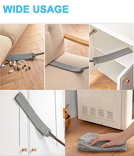 Upgraded Under Appliance Cleaning Gadgets, Microfiber Gap Duster, Skinny Flat Duster with Extendable Pole 26-55 Inches, Suitable for Underneath Cleaning of Furniture, Fridges, Couch, Stove, Bed 6