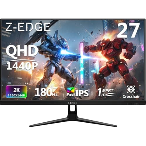 Z-Edge 27-inch Gaming Monitor QHD 2560 x 1440 2K, 180Hz Refresh Rate, 1ms MPRT, UG27QF Fast IPS Computer Monitor with Crosshair, HDMI 2.0x2, DP 1.4x2