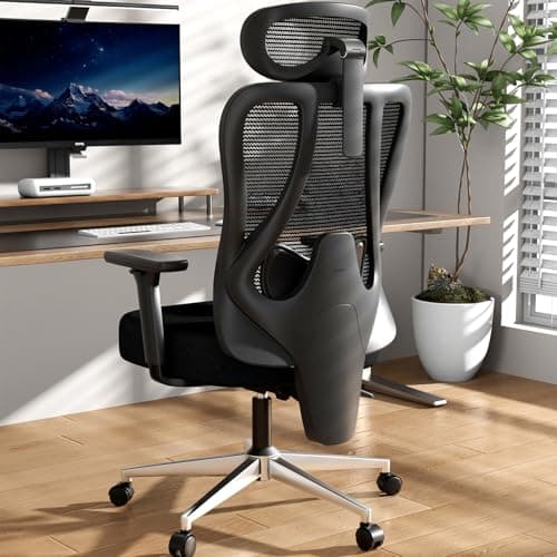Hbada P3 Pro Ergonomic Office Chair with 2D Adjustable Lumbar Support, Office Desk Chair with 3D Adjustable Headrest and Armrests, 135° Stepless Tilt Function, Three-Layer Mesh, Black(No Footrest)