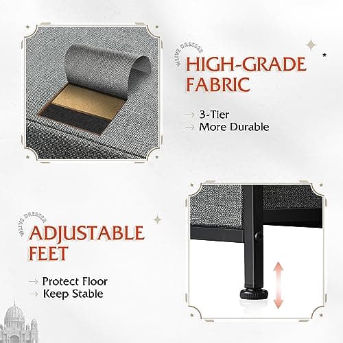 WLIVE Large Dresser for Bedroom, Fabric Dresser with 10 Drawers, Storage Tower with Fabric Bins, Double Dressers, Chest of Drawers for Closet, Living Room, Hallway, Dark Grey 7