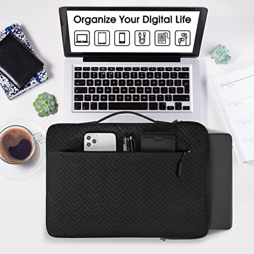 Laptop Sleeve Case 13.3-14 Inch Waterproof Handle Laptop Bag Protective Business Computer Carrying Bag Compatible with Chromebook/MacBook Air/Notebook, Black 5