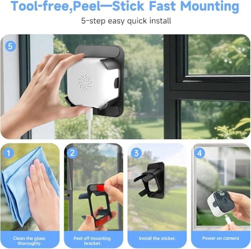 4K Window Security Camera for Home: 2.4GHz&5GHz WiFi Window Camera with Dual-Light Color Night Vision - Indoor Window Cam with Motion Detection for Home Security - with 2 Multiple Angles Window Mounts 8