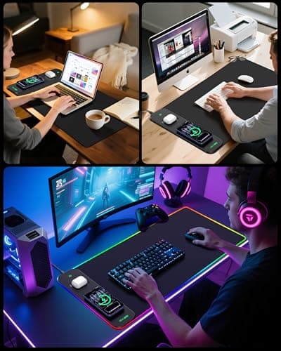 abc.mat 3-in-1 RGB Gaming Mouse Pad with Magnetic Wireless Charging, 31.5"x15.8" Large, 24 Light Effects, Non-Slip Base, Waterproof Ultra-Smooth Surface, No Adapter 8