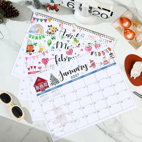 Calendar 2026-2027 - Wall Calendar 2026-2027, July 2026 - December 2027 Wall Calendars, 14.8'' x 11.6'', with Julian Dates, Hanging Hole, Thick Paper 7