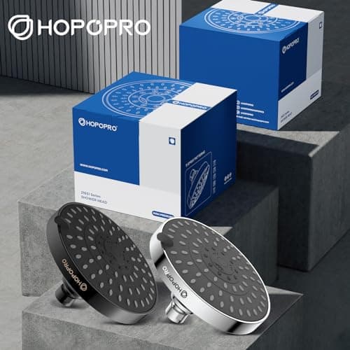 HOPOPRO 5-Mode High Pressure Shower Head - The Washington Post, NBC News, Today TV Show Recommended - High Flow Fixed Showerheads (6 Inch Chrome) 6
