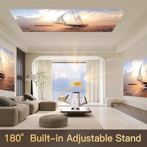 HY320 Mini Projector, Native 1080P Full HD 4K Support Outdoor Portable Projector, Built-in Streaming Apps, WiFi and Bluetooth, Auto Keystone Projector Compatible with iOS/Android 8