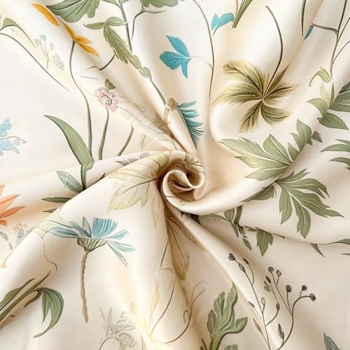 MANSPHIL Sage Green Mulberry Silk Pillow Cases Standard - Farmhouse Floral Printed 22 Momme Silk Top with Satin Underside Pillowcase for Hair and Skin, Envelope Closure, 1PC 7