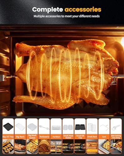 24Qt Large Air Fryer Oven French Door 15 in 1 Multi-Function Digital Controls Convection Oven Stainless Steel Dual Zone Electric Oven Toaster Combo with 13 Accessories & Cookbook 6