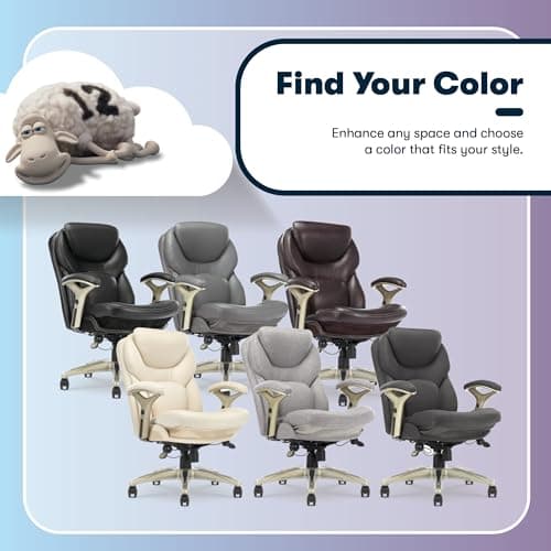 Serta Ergonomic Executive Office Chair Motion Technology Adjustable Mid Back Design with Lumbar Support, Light Gray Fabric 14