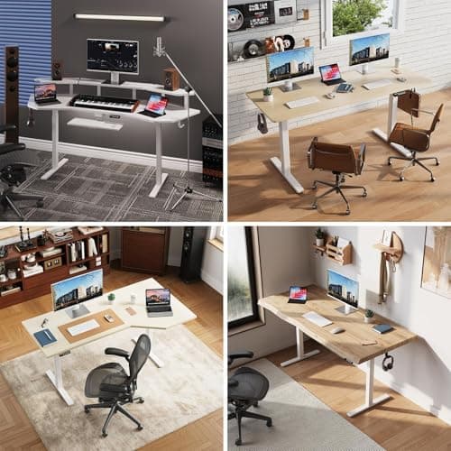 Gamork Dual Motor Electric Standing Desk Frame,Adjustable height and length,The maximum size it can accommodate is 63*28 inches for the tabletop,3 Preset Heights,Rated for 264 pounds of weight.White 8