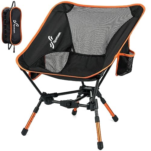Sportneer Backpacking Chair, Lightweight Portable Camping Chair for Adults Foldable Outdoor Collapsible Camp Chair for Camping Hiking Lawn Picnic Beach Outside Travel (1, Orange(Height Adjustable))