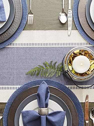 DII Dobby Stripe Woven Table Runner, 13x72-inch, French Blue 6