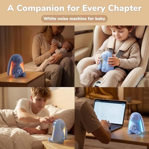 Mom's Choice Awards丨Bunny White Noise Sound Machine Baby for Sleep- AI Cry Detection, 100 Soothing Sounds, 5-Year APP Access Included, Easter Gifts for Baby, Night Light & Sleep Trainer, New Mom Gift 5