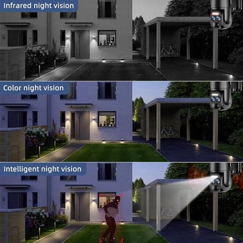 Uniter 4K Solar Security Camera Wireless Outdoor, 8MP 2.4GHz WiFi PTZ Camera Battery Powered, 360°View Home Security Systems with Color Night Vision,Spotlight Siren,PIR Sensor, 2 Pack, Black 5